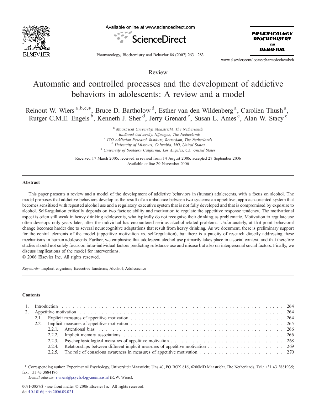 Automatic and controlled processes and the development of addictive behaviors in adolescents: A review and a model