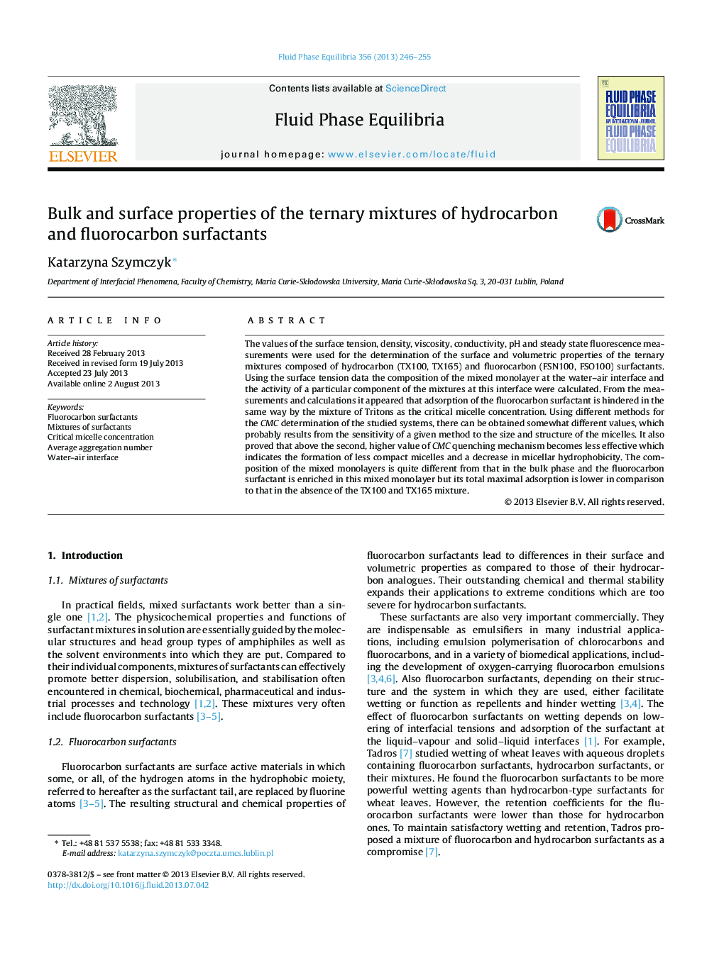 Bulk and surface properties of the ternary mixtures of hydrocarbon and fluorocarbon surfactants