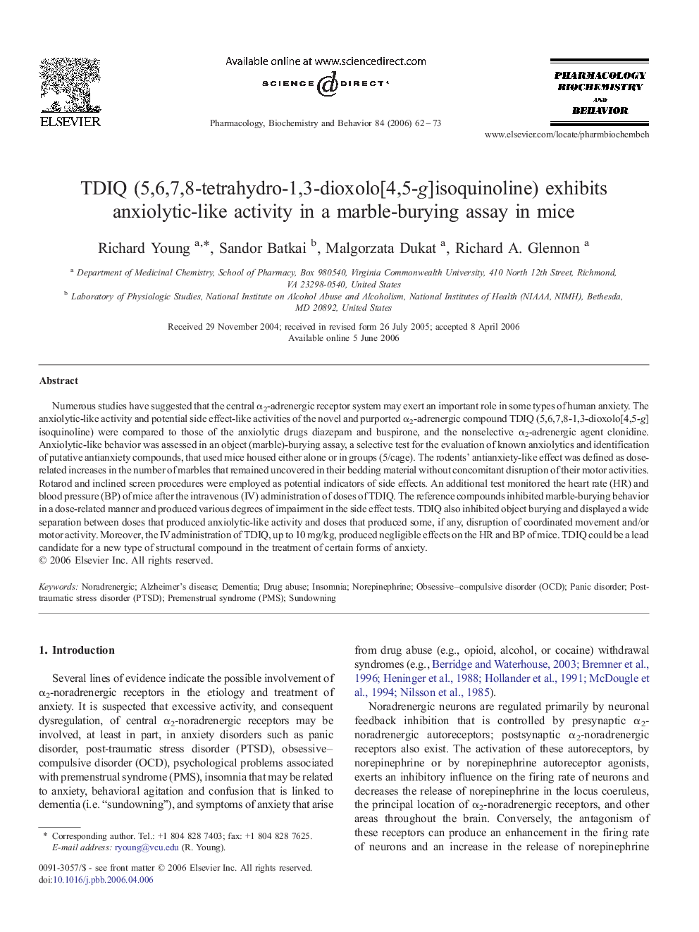 TDIQ (5,6,7,8-tetrahydro-1,3-dioxolo[4,5-g]isoquinoline) exhibits anxiolytic-like activity in a marble-burying assay in mice
