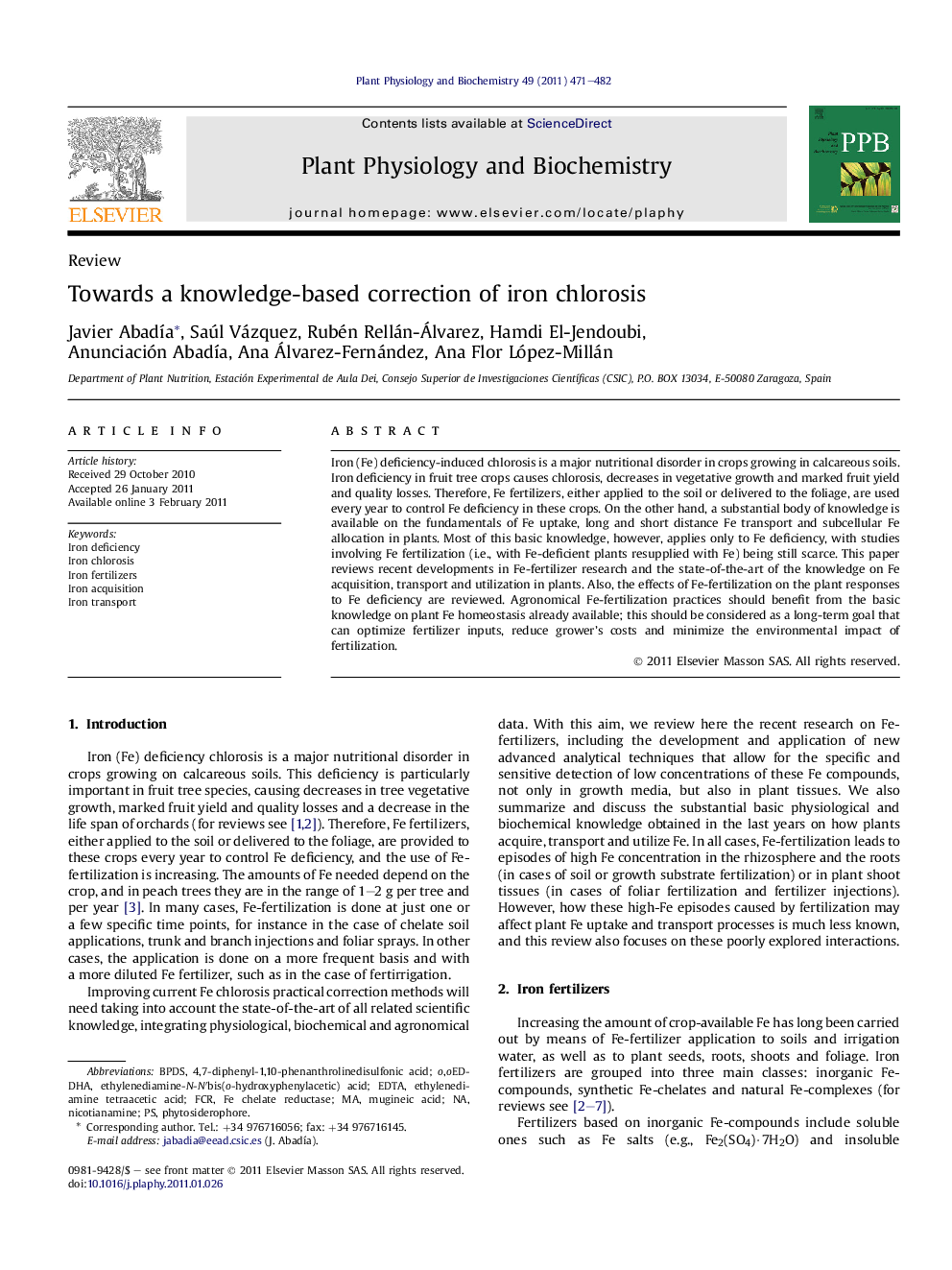 Towards a knowledge-based correction of iron chlorosis