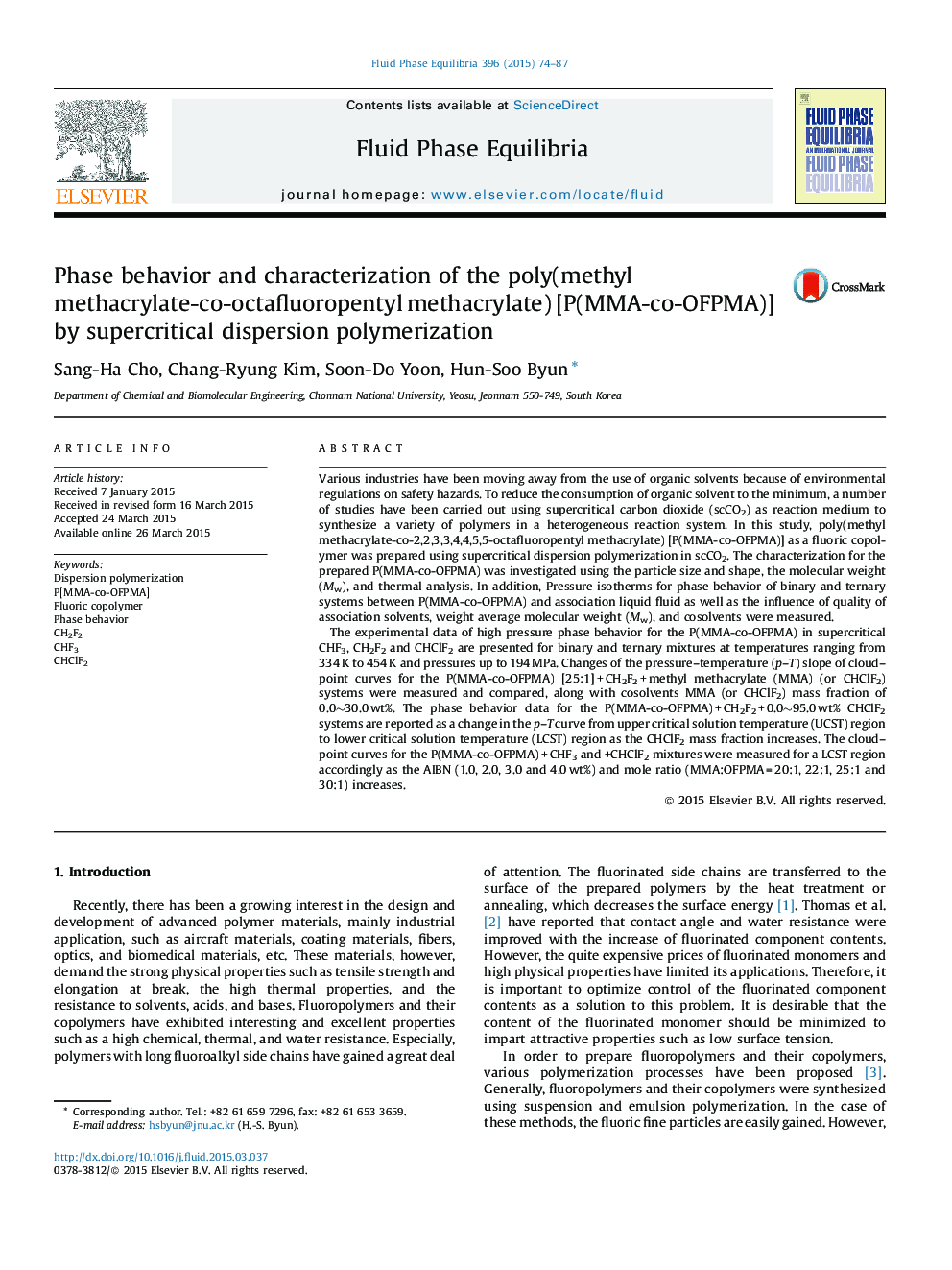 Phase behavior and characterization of the poly(methyl methacrylate-co-octafluoropentyl methacrylate) [P(MMA-co-OFPMA)] by supercritical dispersion polymerization