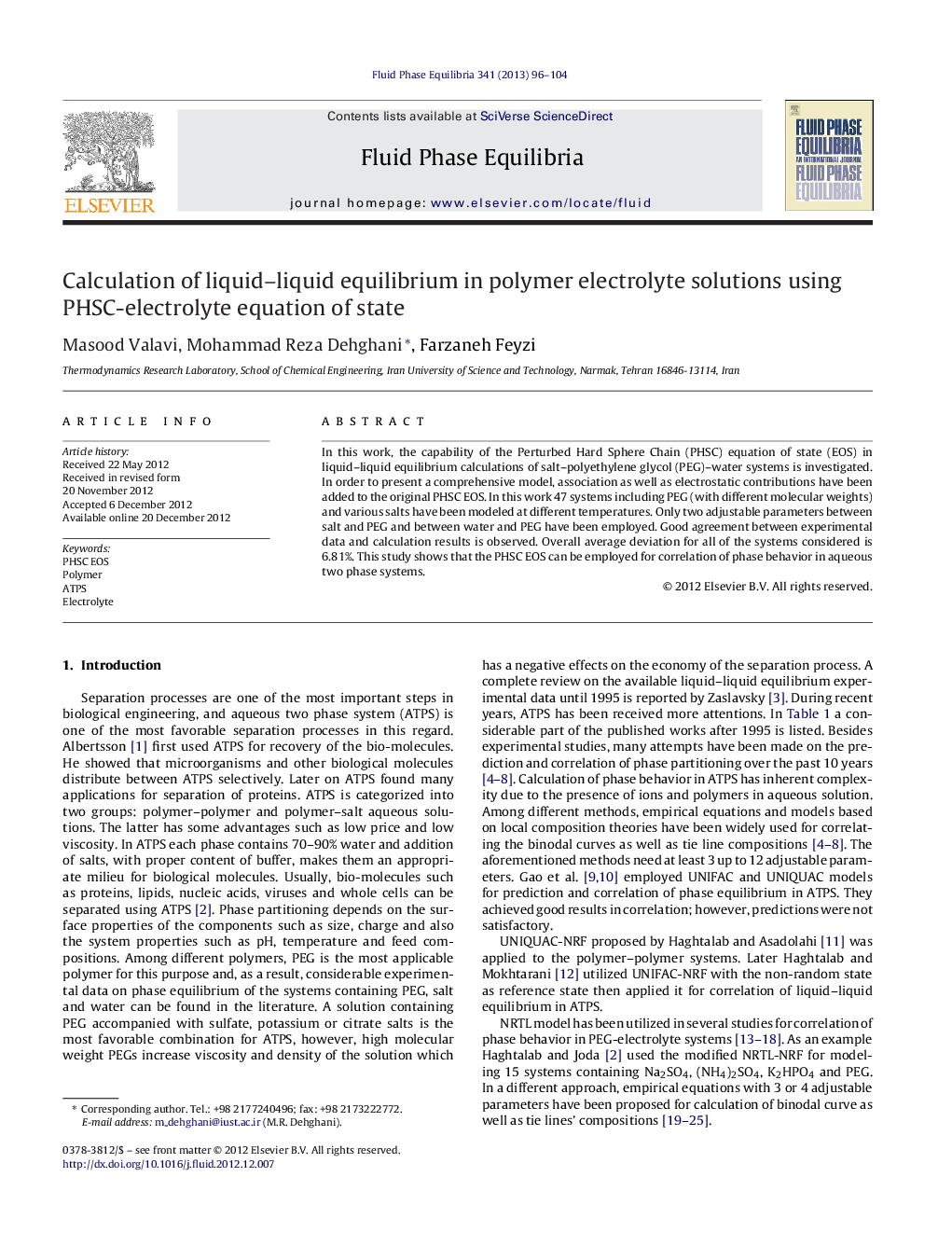 Calculation of liquid–liquid equilibrium in polymer electrolyte solutions using PHSC-electrolyte equation of state