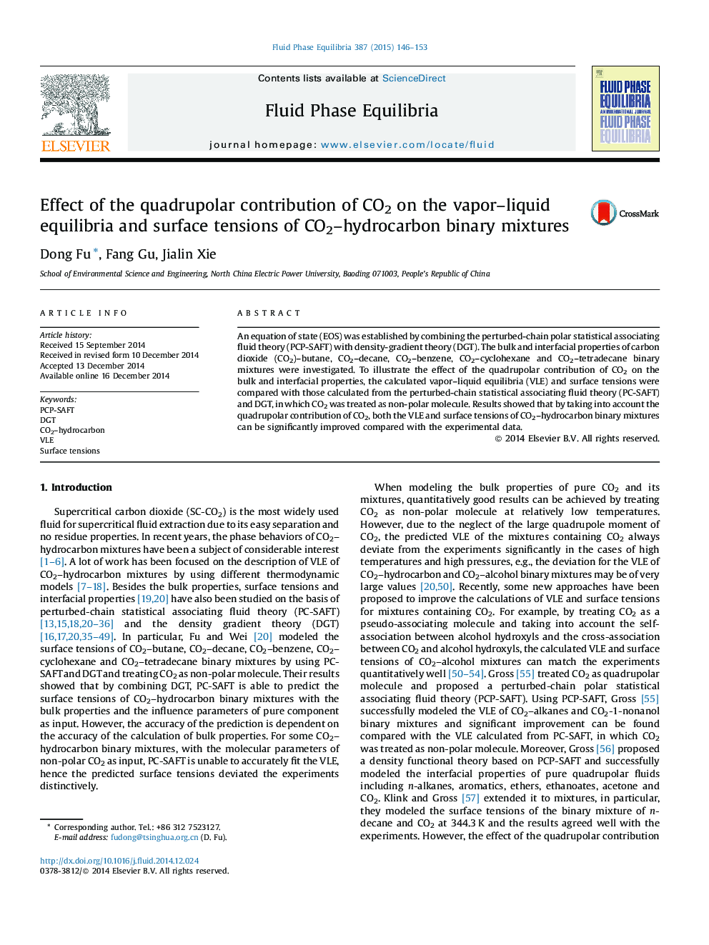 Effect of the quadrupolar contribution of CO2 on the vapor–liquid equilibria and surface tensions of CO2–hydrocarbon binary mixtures