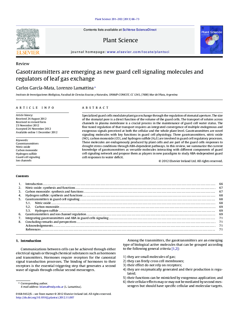 Gasotransmitters are emerging as new guard cell signaling molecules and regulators of leaf gas exchange