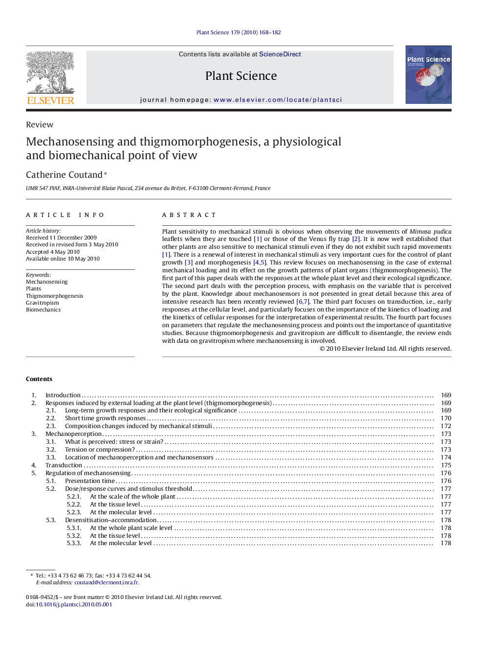 Mechanosensing and thigmomorphogenesis, a physiological and biomechanical point of view