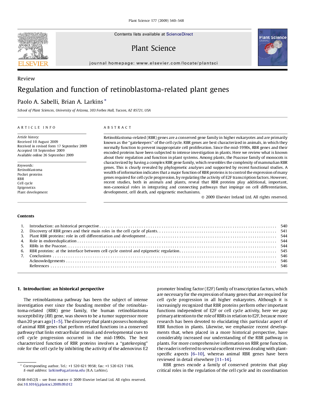 Regulation and function of retinoblastoma-related plant genes