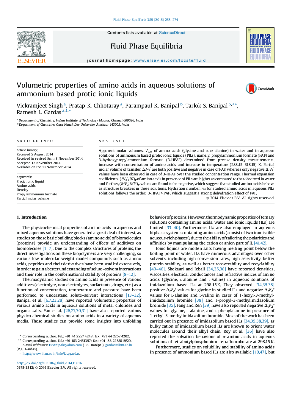 خواص حجمی اسیدهای آمینه در محلول های آبی مایکروویو پروتئین مبتنی بر آمونیم 