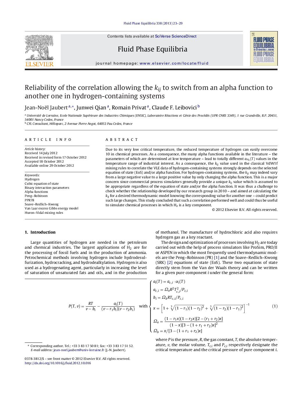 Reliability of the correlation allowing the kij to switch from an alpha function to another one in hydrogen-containing systems