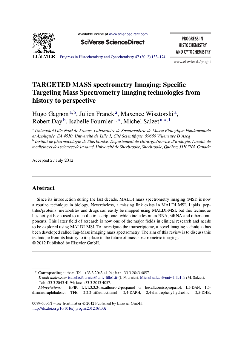 TARGETED MASS spectrometry Imaging: Specific Targeting Mass Spectrometry imaging technologies from history to perspective