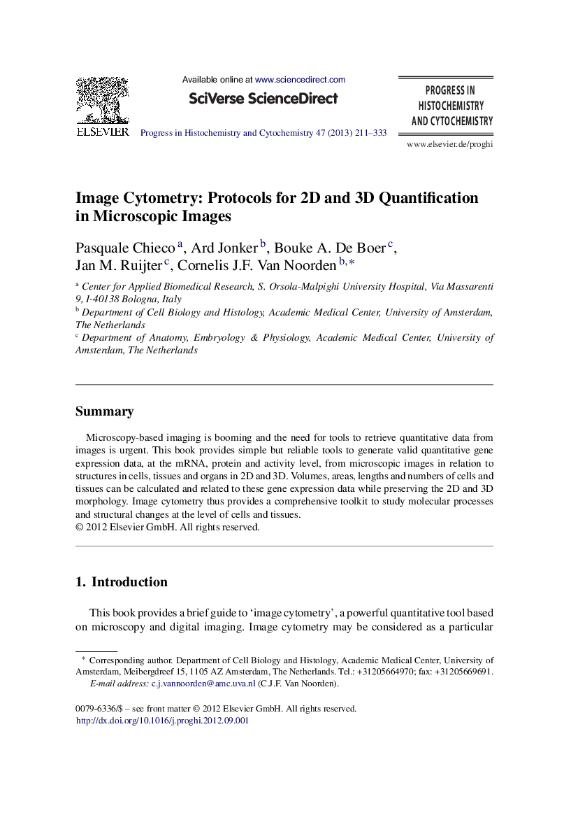 Image Cytometry: Protocols for 2D and 3D Quantification in Microscopic Images
