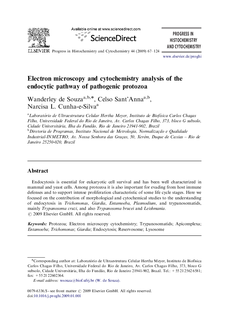 Electron microscopy and cytochemistry analysis of the endocytic pathway of pathogenic protozoa