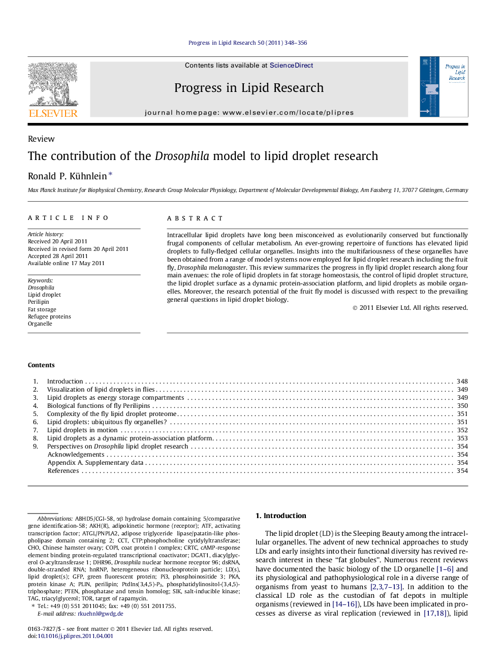 The contribution of the Drosophila model to lipid droplet research