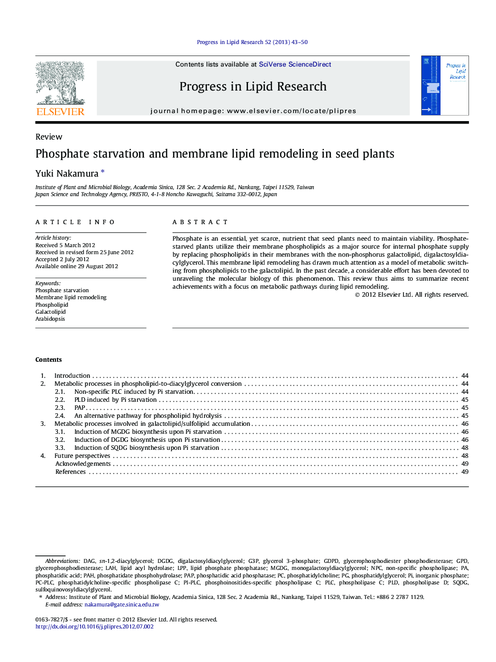 Phosphate starvation and membrane lipid remodeling in seed plants