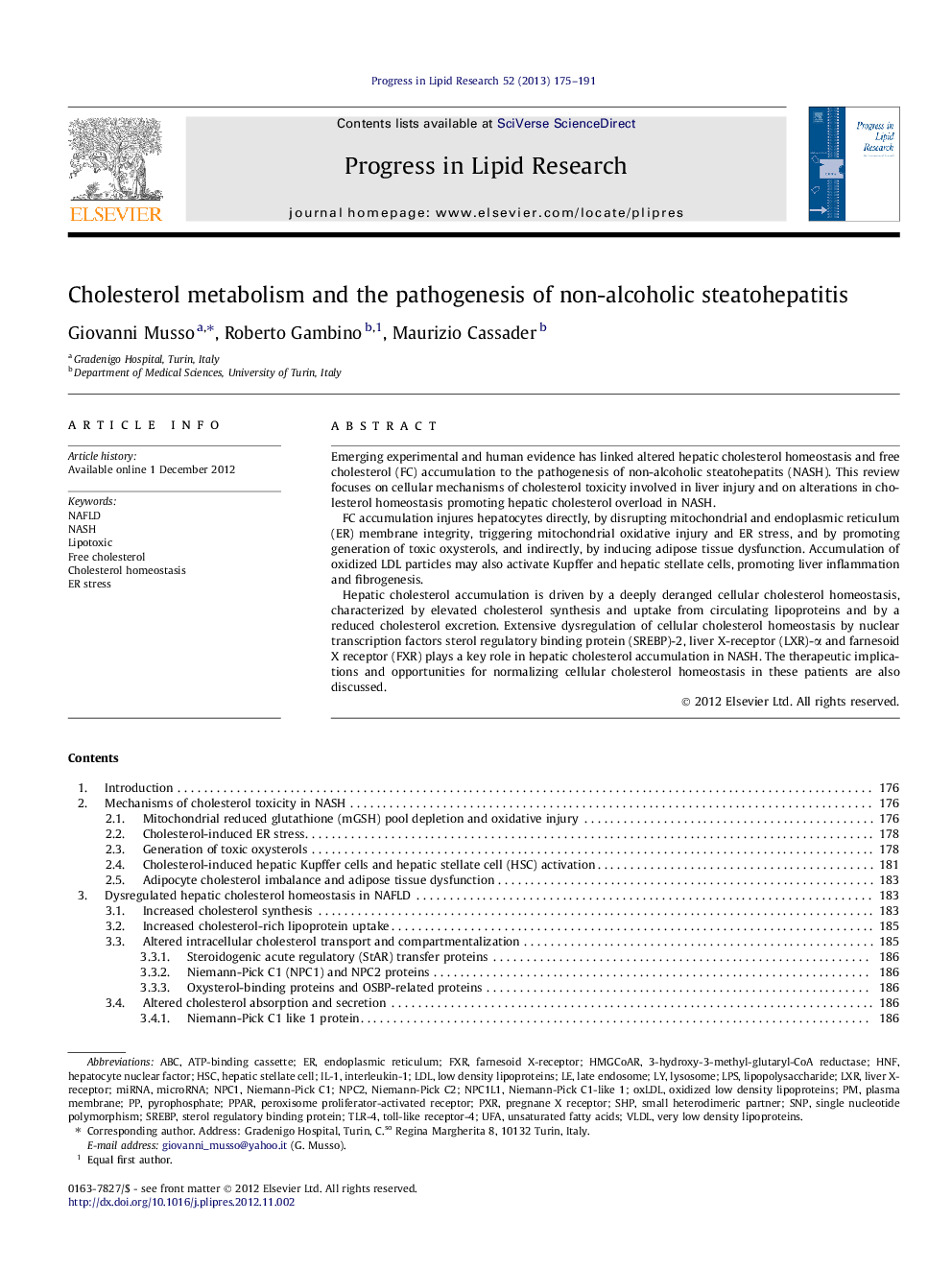 Cholesterol metabolism and the pathogenesis of non-alcoholic steatohepatitis