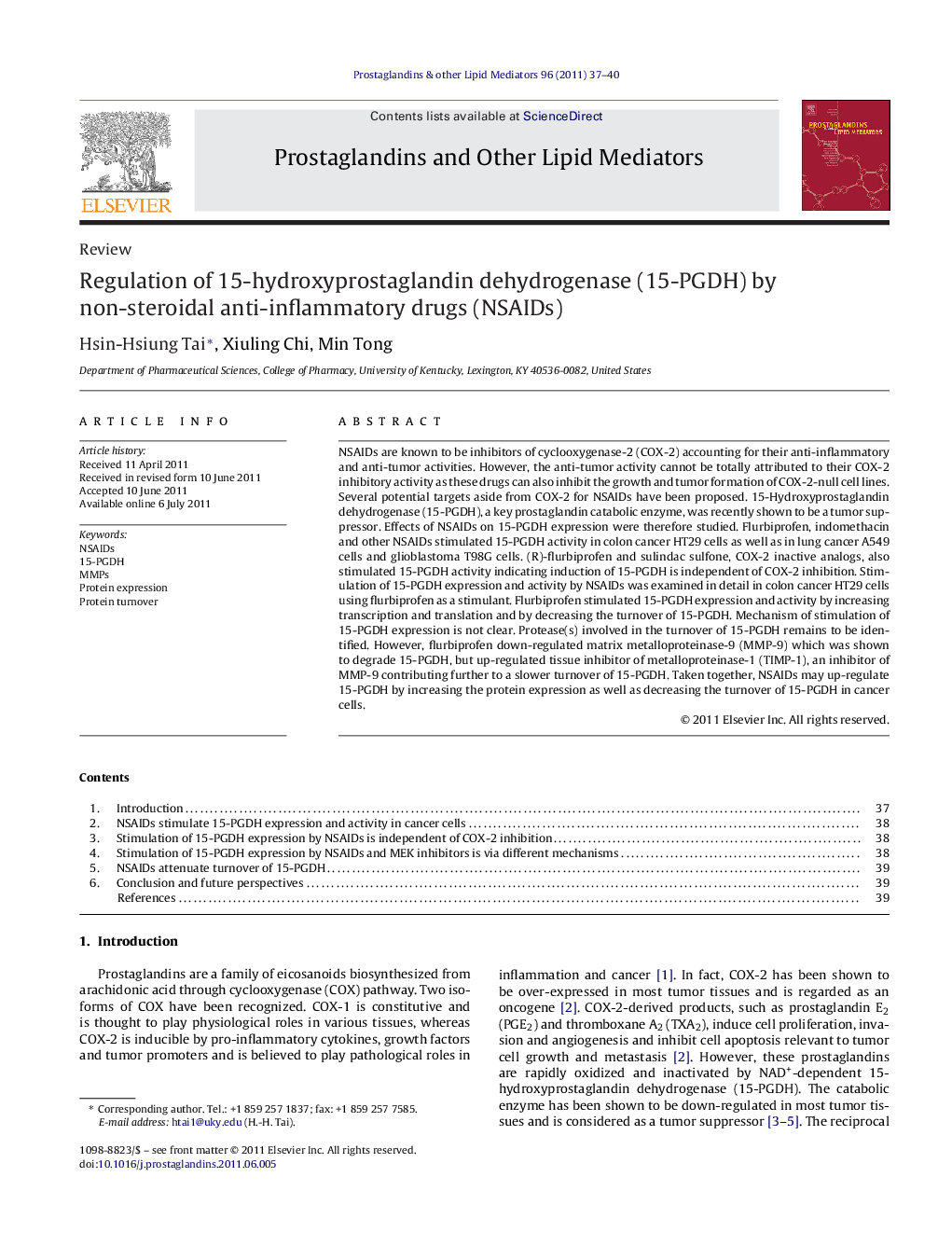 Regulation of 15-hydroxyprostaglandin dehydrogenase (15-PGDH) by non-steroidal anti-inflammatory drugs (NSAIDs)