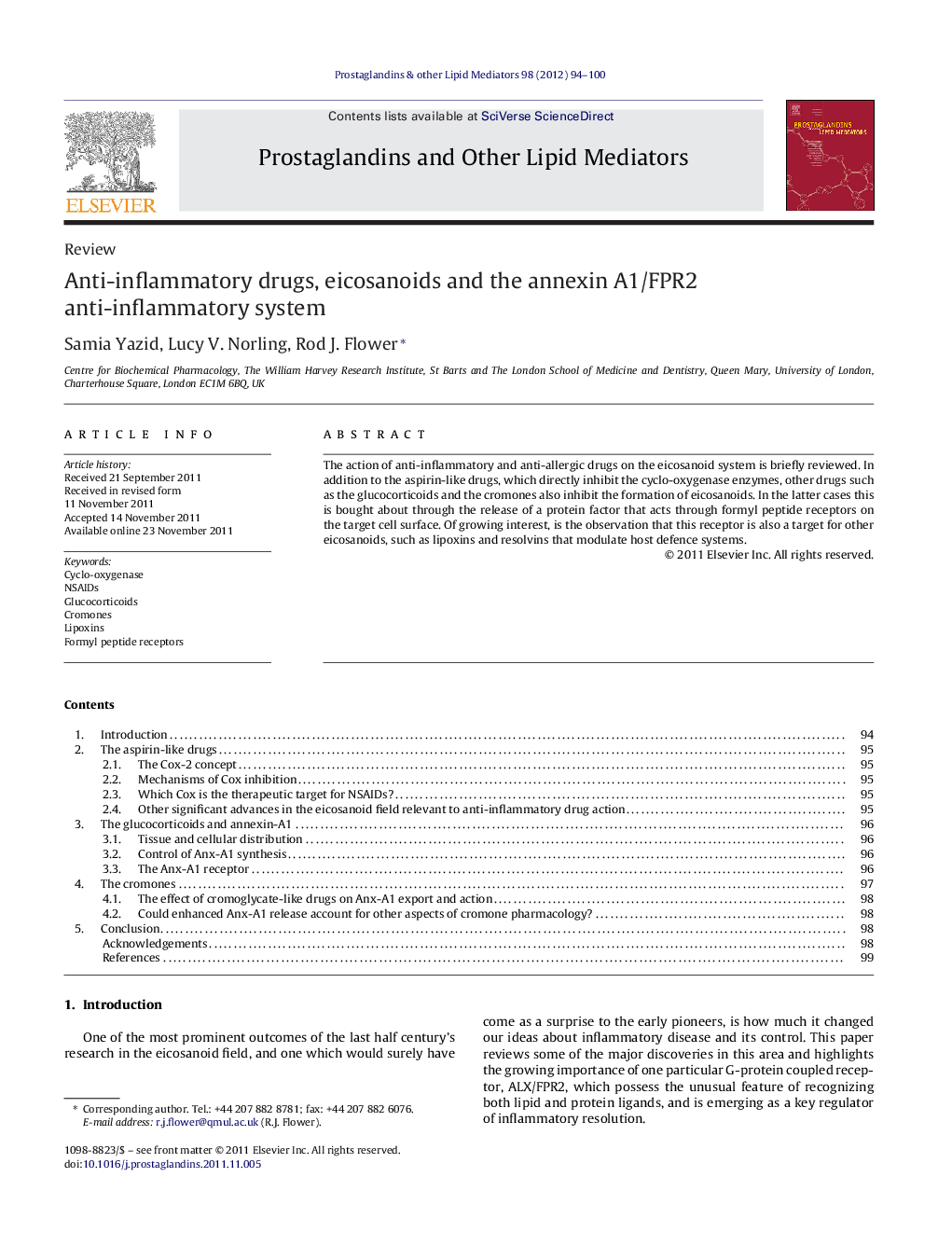 Anti-inflammatory drugs, eicosanoids and the annexin A1/FPR2 anti-inflammatory system