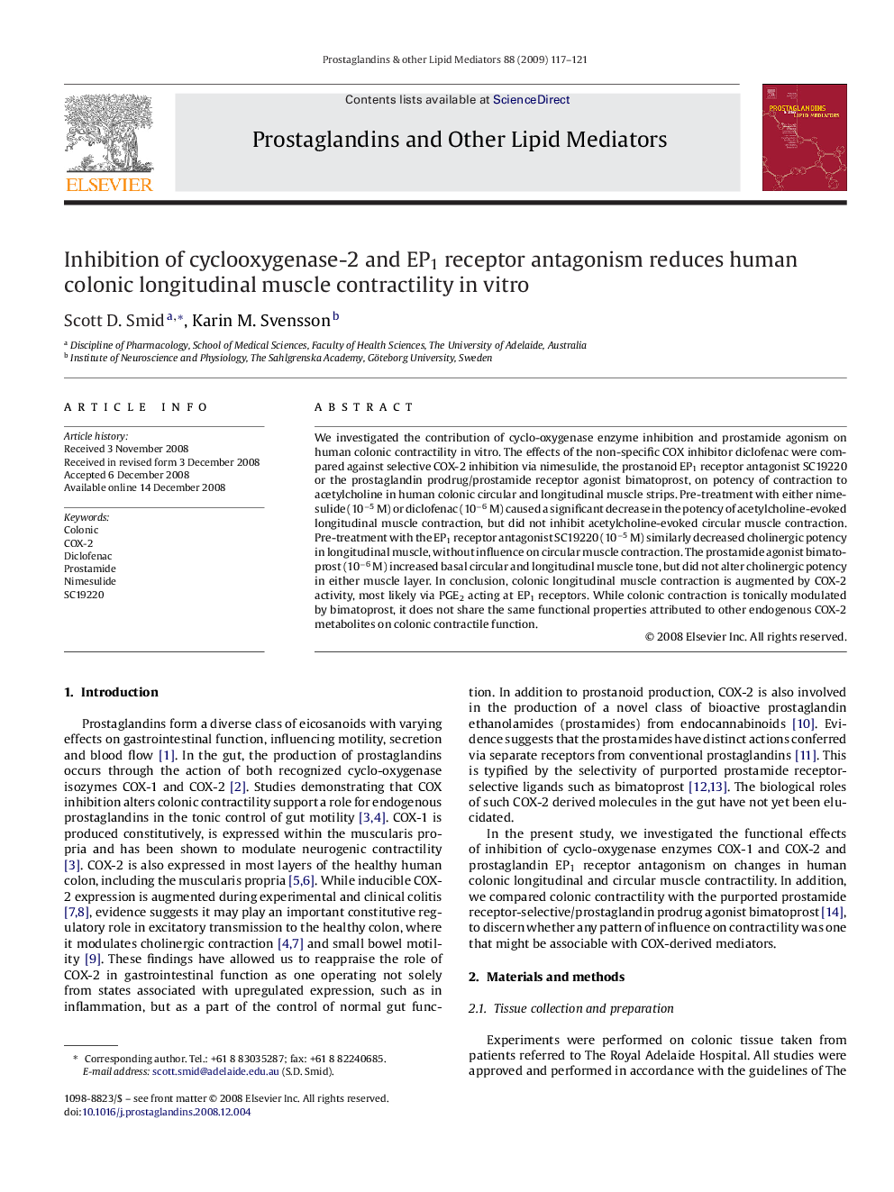 Inhibition of cyclooxygenase-2 and EP1 receptor antagonism reduces human colonic longitudinal muscle contractility in vitro