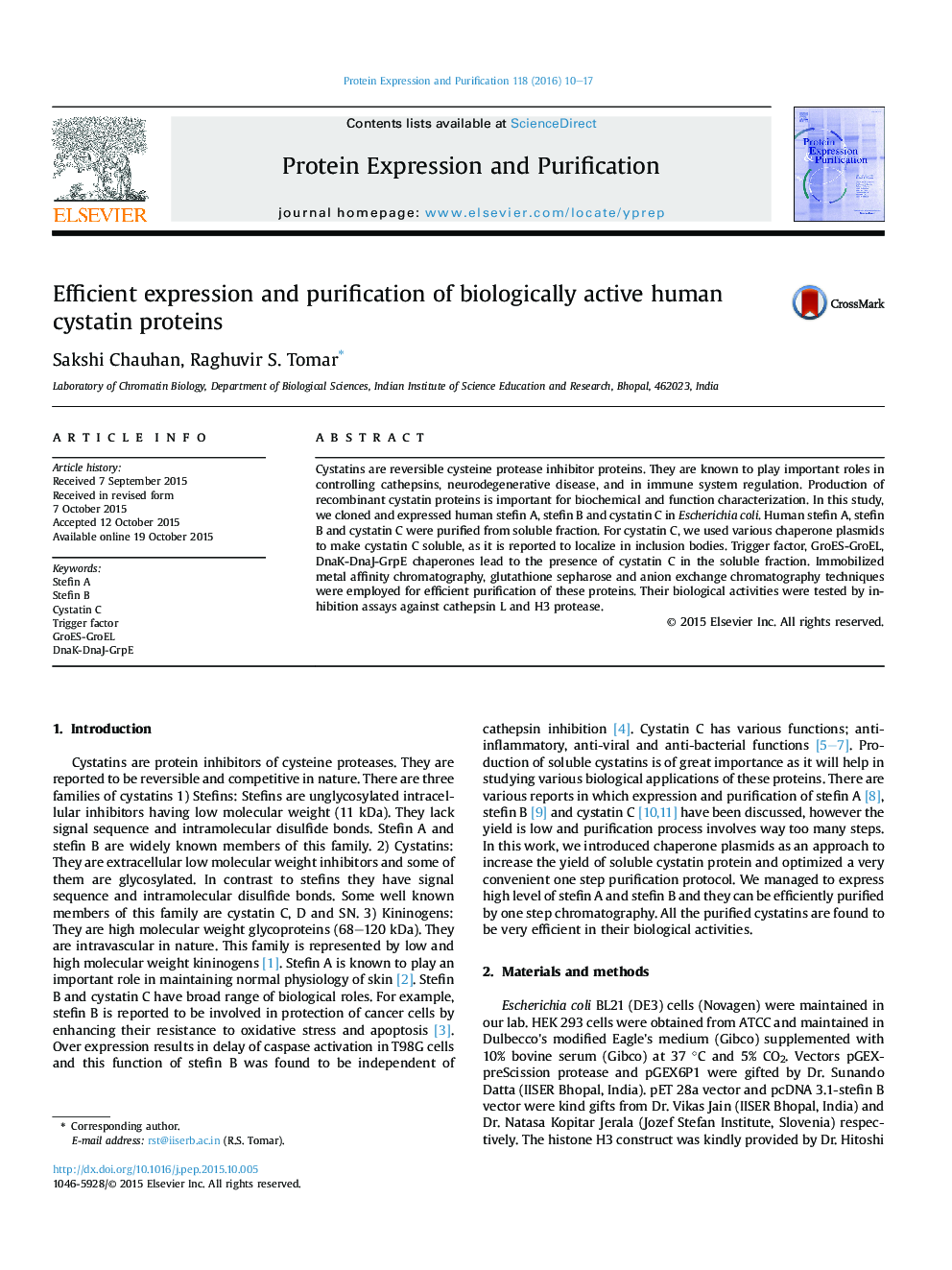 Efficient expression and purification of biologically active human cystatin proteins