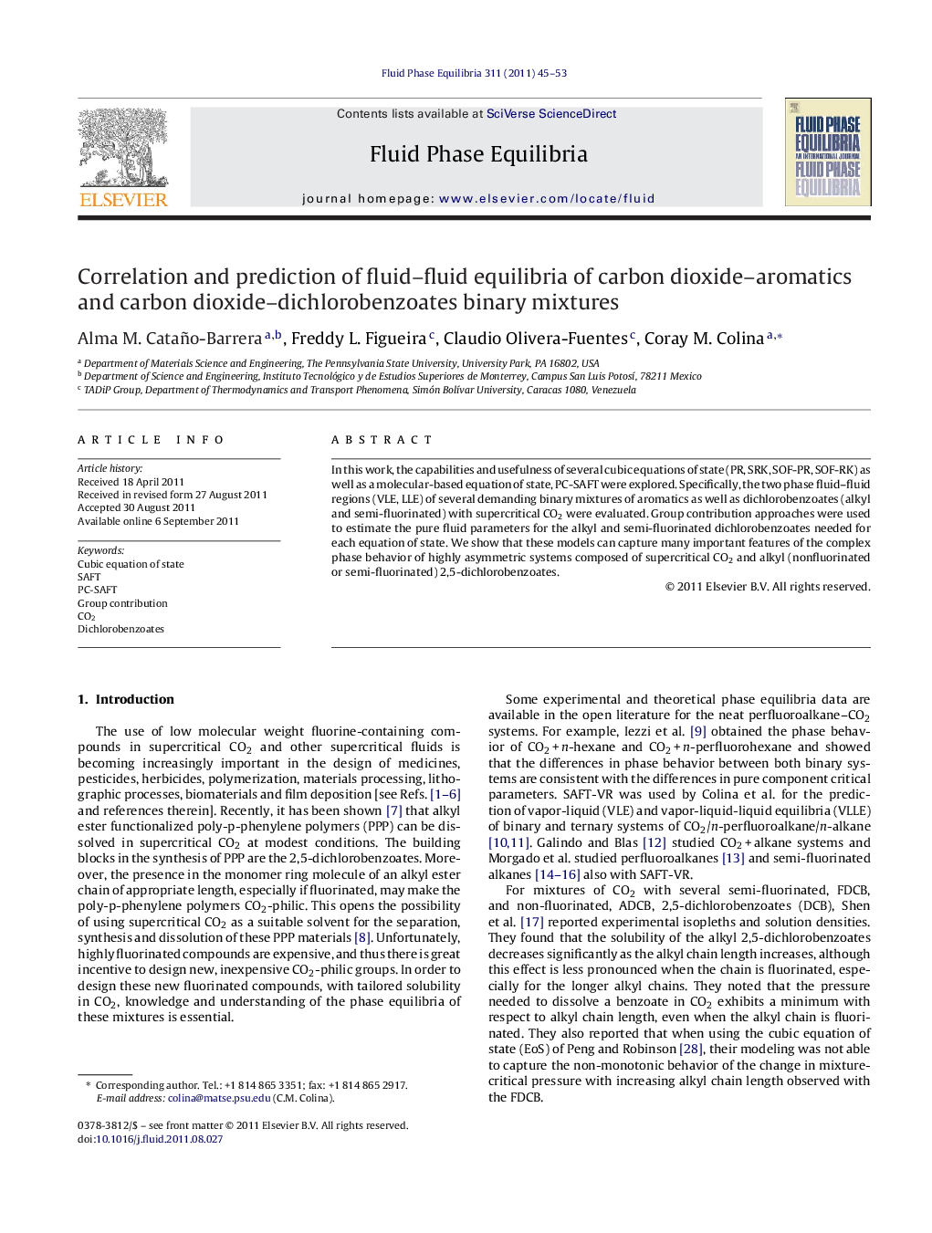 Correlation and prediction of fluid–fluid equilibria of carbon dioxide–aromatics and carbon dioxide–dichlorobenzoates binary mixtures