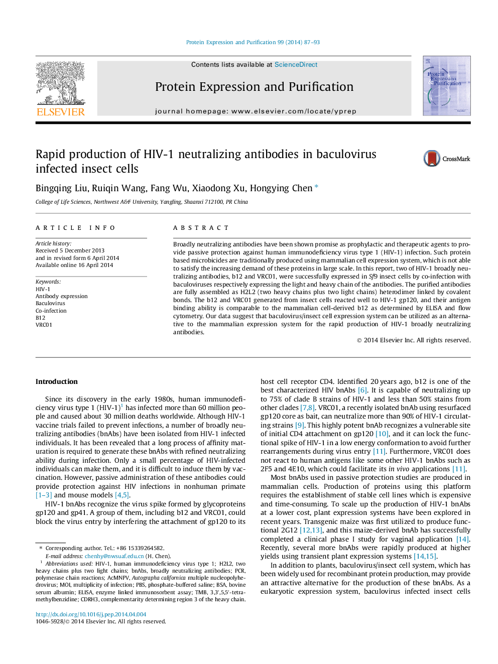 Rapid production of HIV-1 neutralizing antibodies in baculovirus infected insect cells