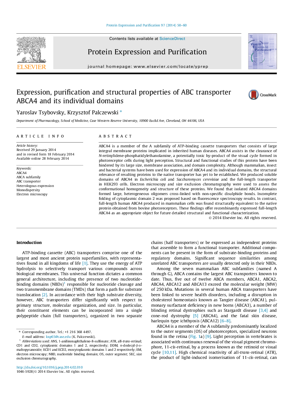 Expression, purification and structural properties of ABC transporter ABCA4 and its individual domains