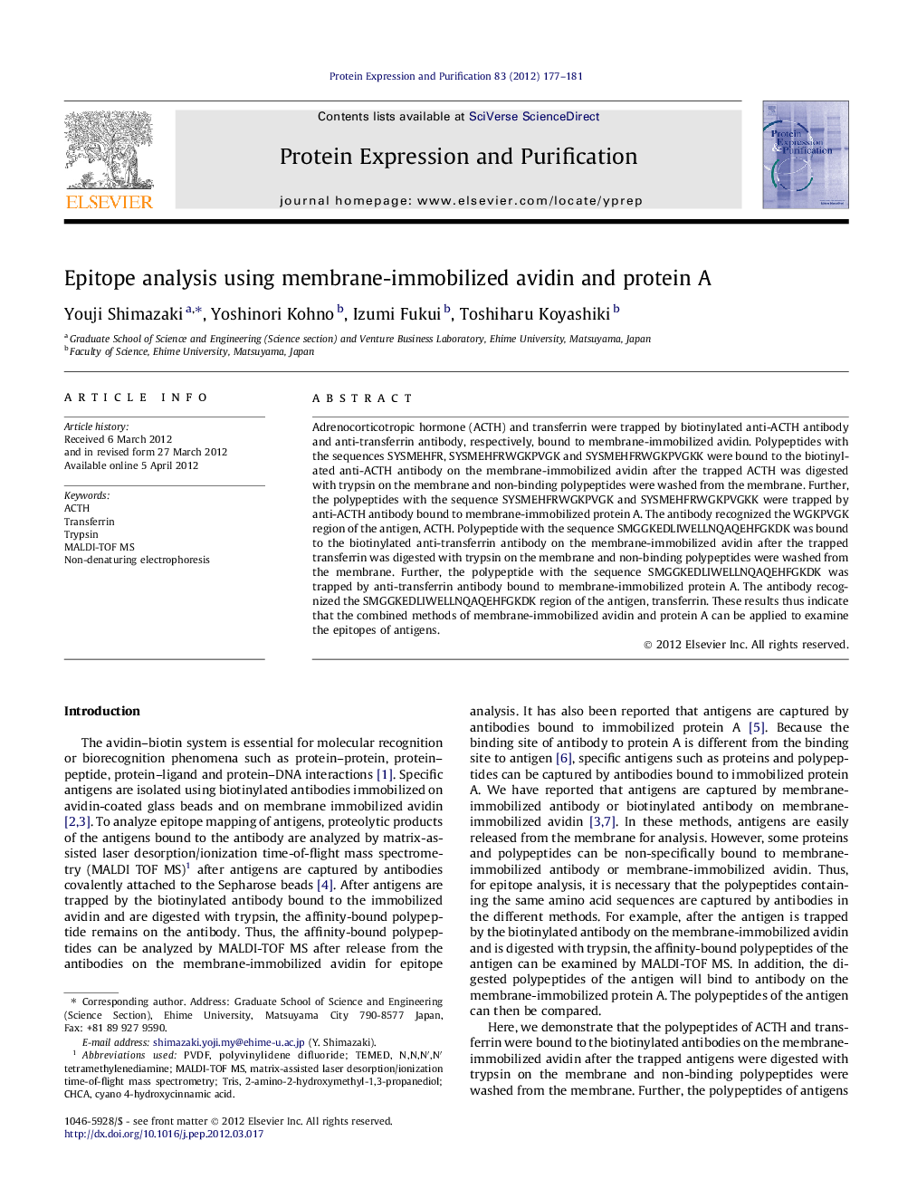 Epitope analysis using membrane-immobilized avidin and protein A