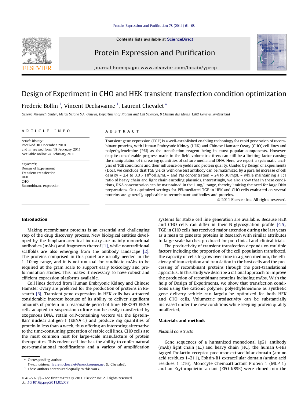 Design of Experiment in CHO and HEK transient transfection condition optimization