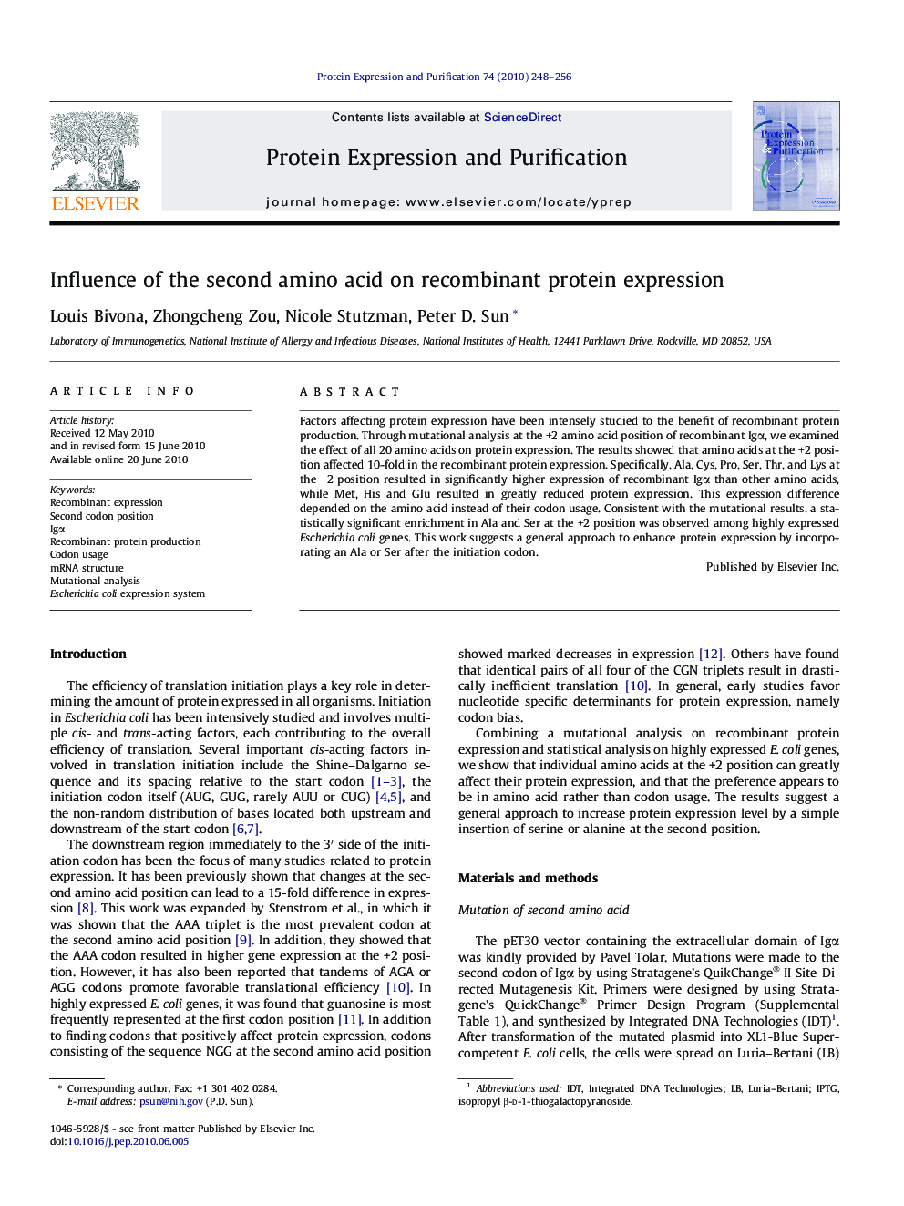 Influence of the second amino acid on recombinant protein expression