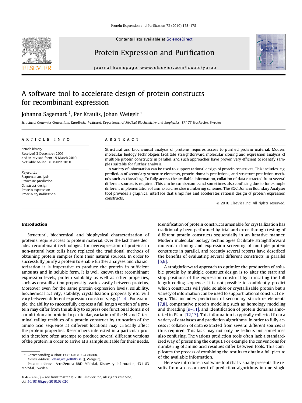 A software tool to accelerate design of protein constructs for recombinant expression