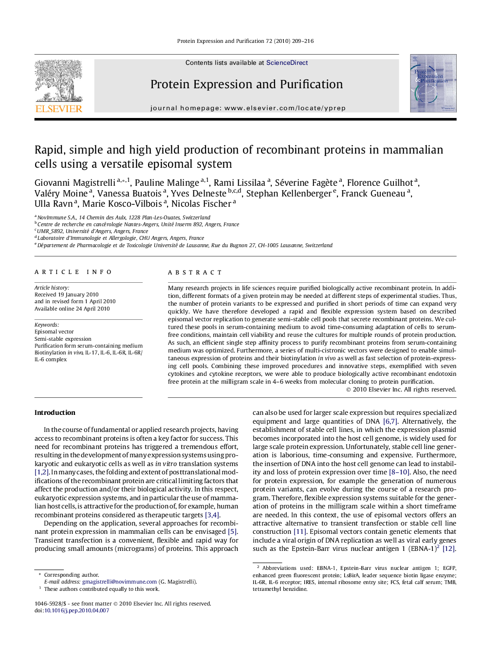 Rapid, simple and high yield production of recombinant proteins in mammalian cells using a versatile episomal system