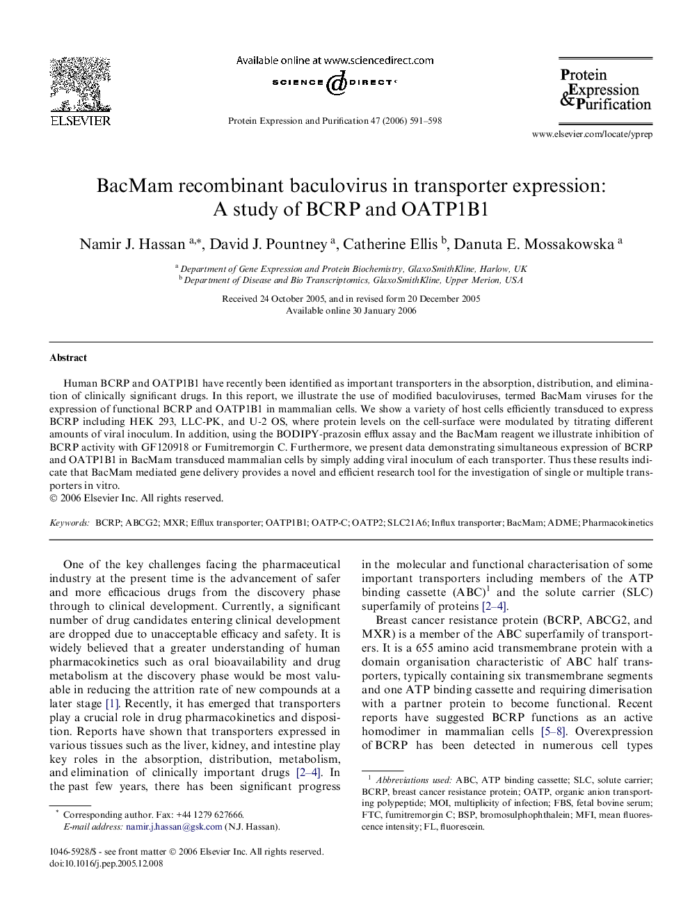 BacMam recombinant baculovirus in transporter expression: A study of BCRP and OATP1B1