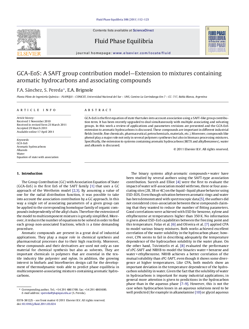 GCA-EoS: A SAFT group contribution model—Extension to mixtures containing aromatic hydrocarbons and associating compounds