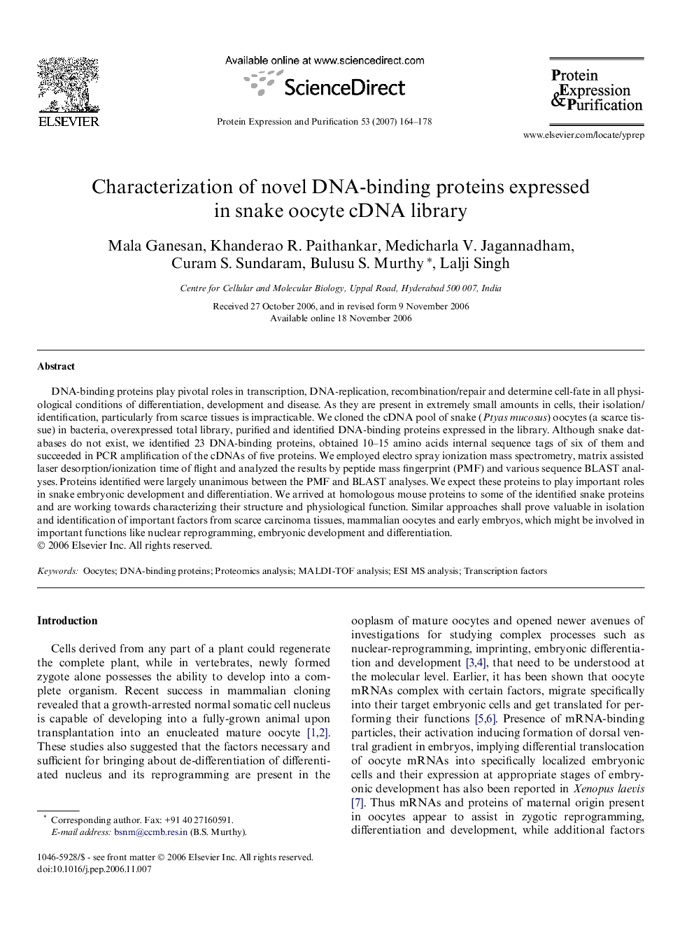 Characterization of novel DNA-binding proteins expressed in snake oocyte cDNA library