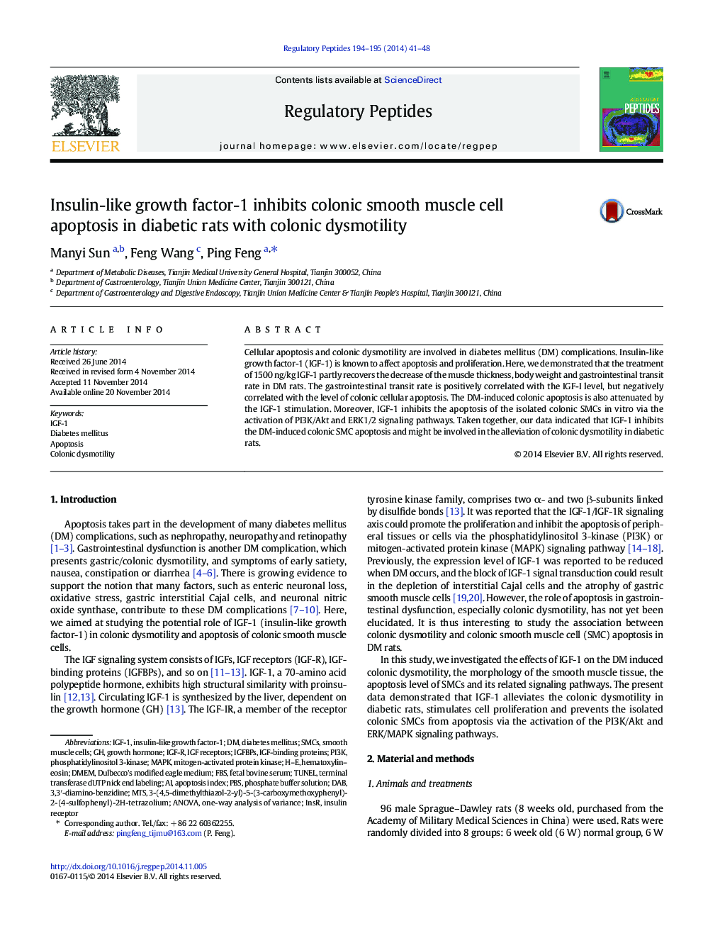 Insulin-like growth factor-1 inhibits colonic smooth muscle cell apoptosis in diabetic rats with colonic dysmotility