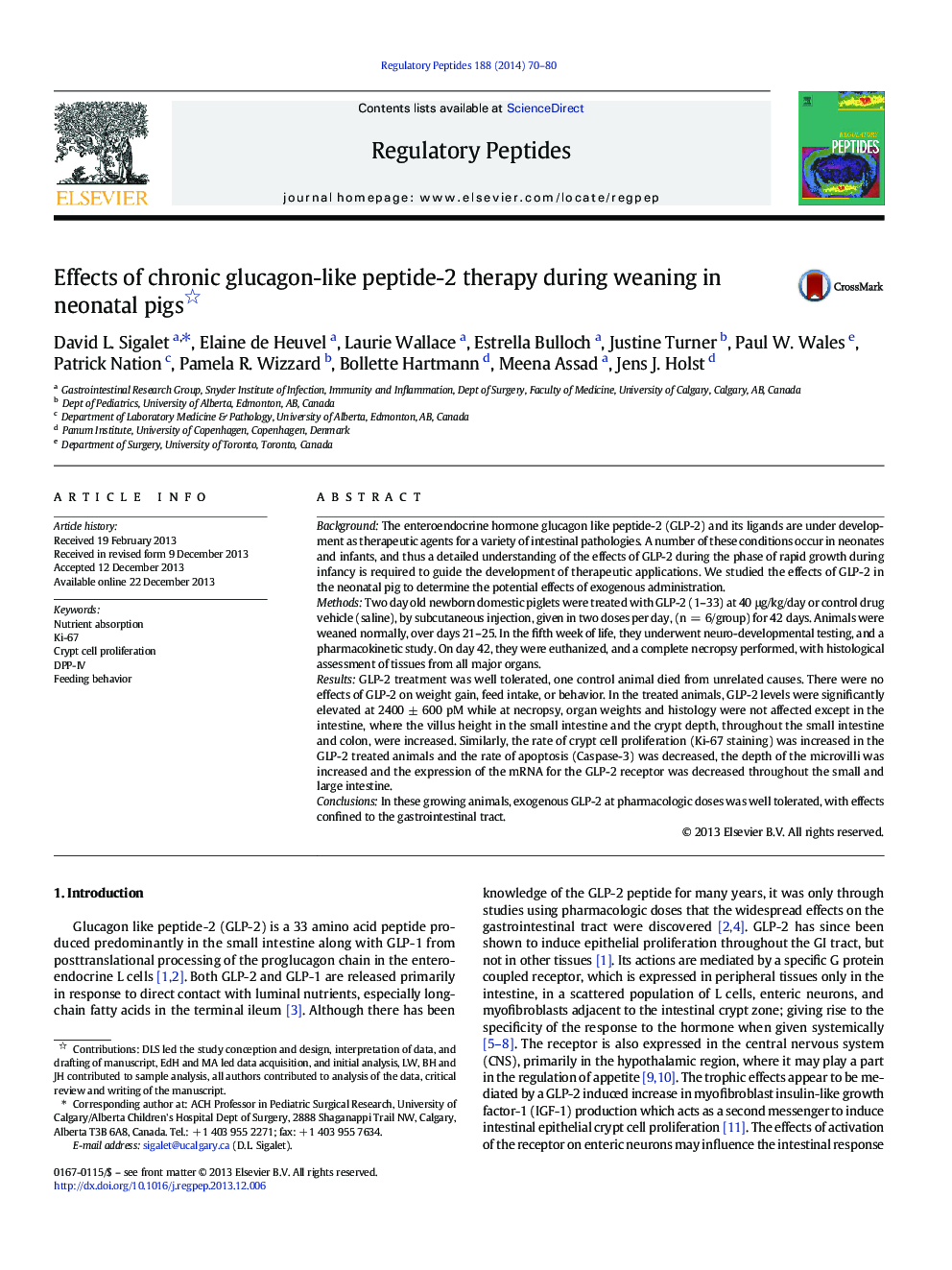 Effects of chronic glucagon-like peptide-2 therapy during weaning in neonatal pigs 