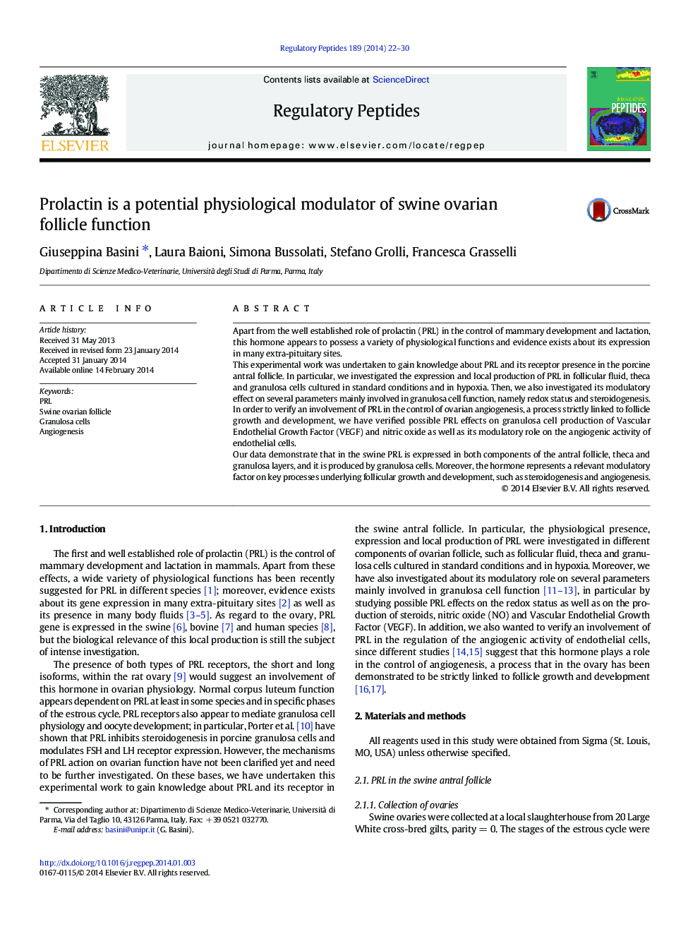 Prolactin is a potential physiological modulator of swine ovarian follicle function