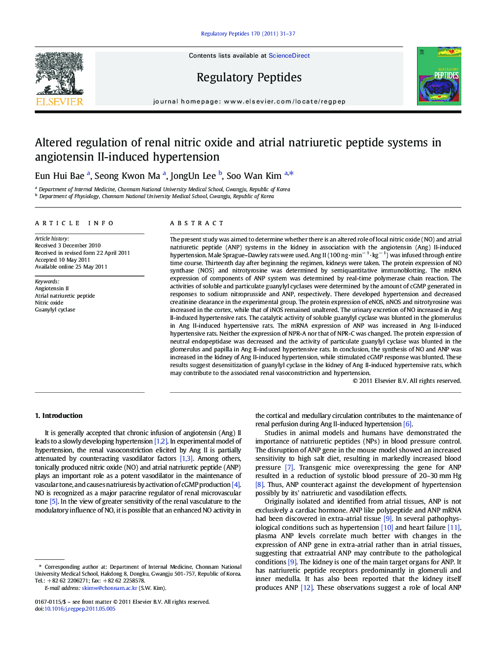 Altered regulation of renal nitric oxide and atrial natriuretic peptide systems in angiotensin II-induced hypertension