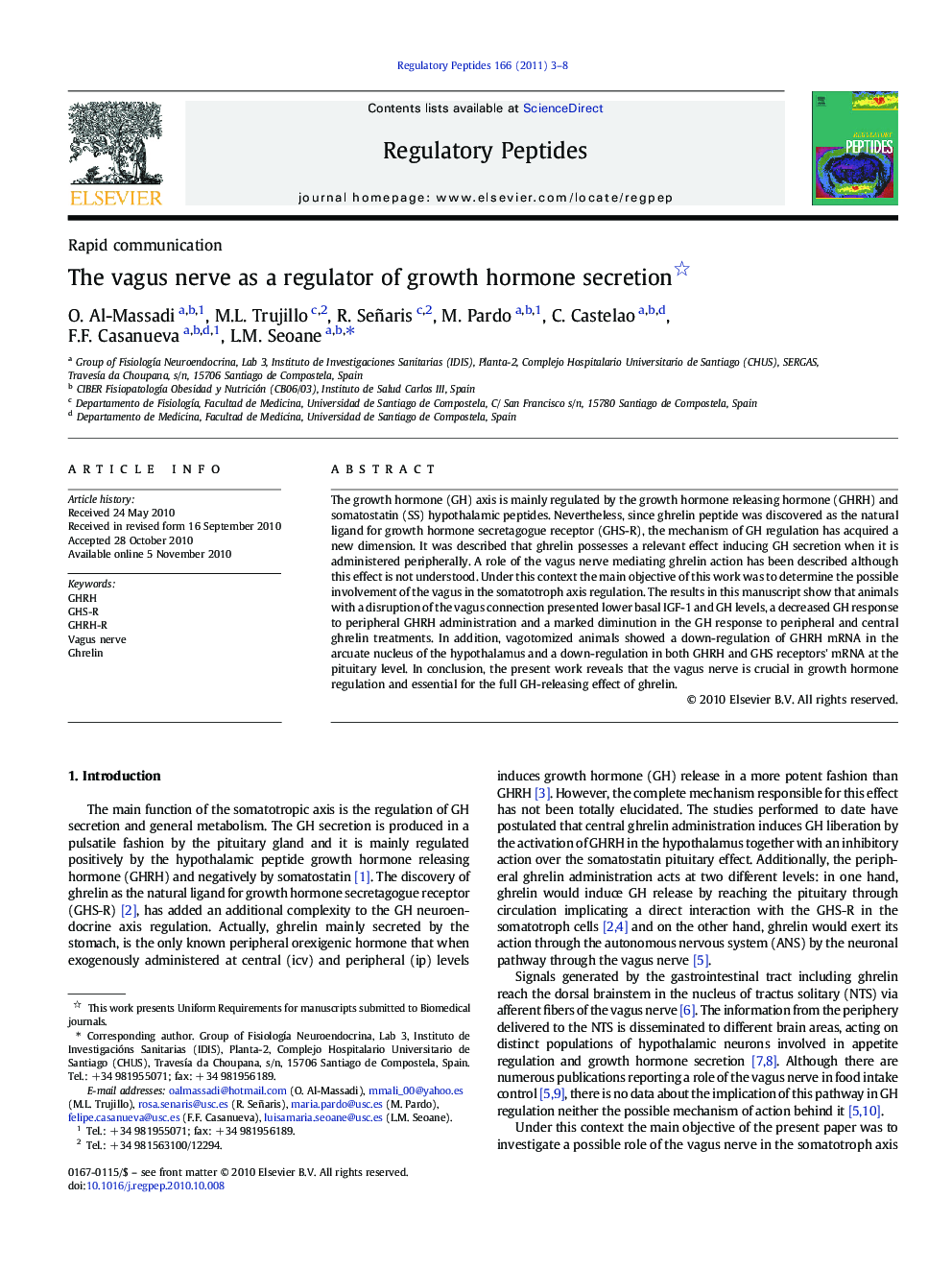 The vagus nerve as a regulator of growth hormone secretion 