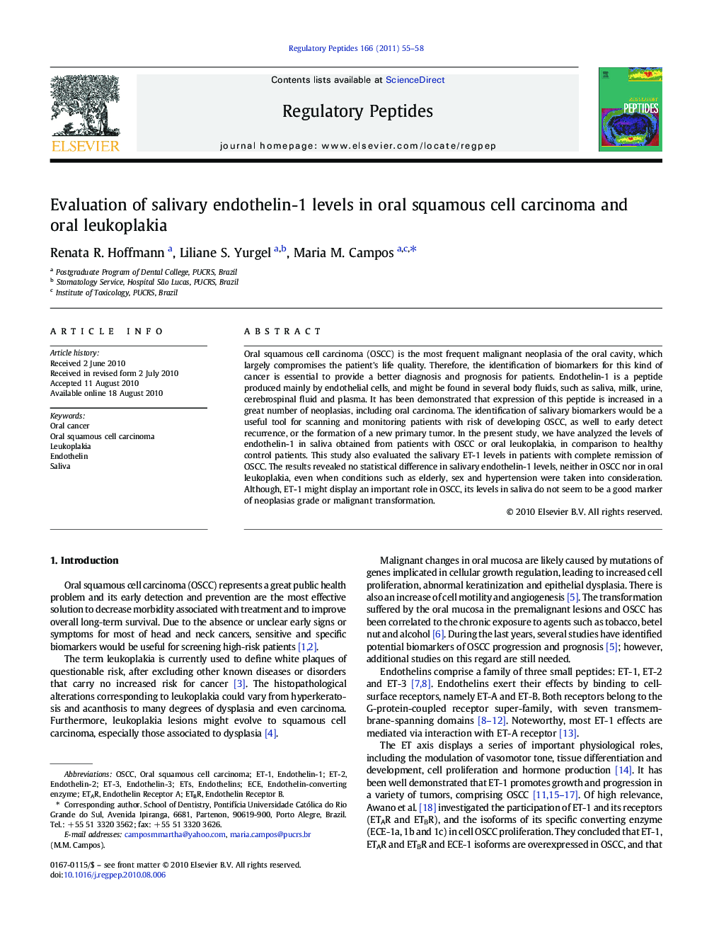 Evaluation of salivary endothelin-1 levels in oral squamous cell carcinoma and oral leukoplakia