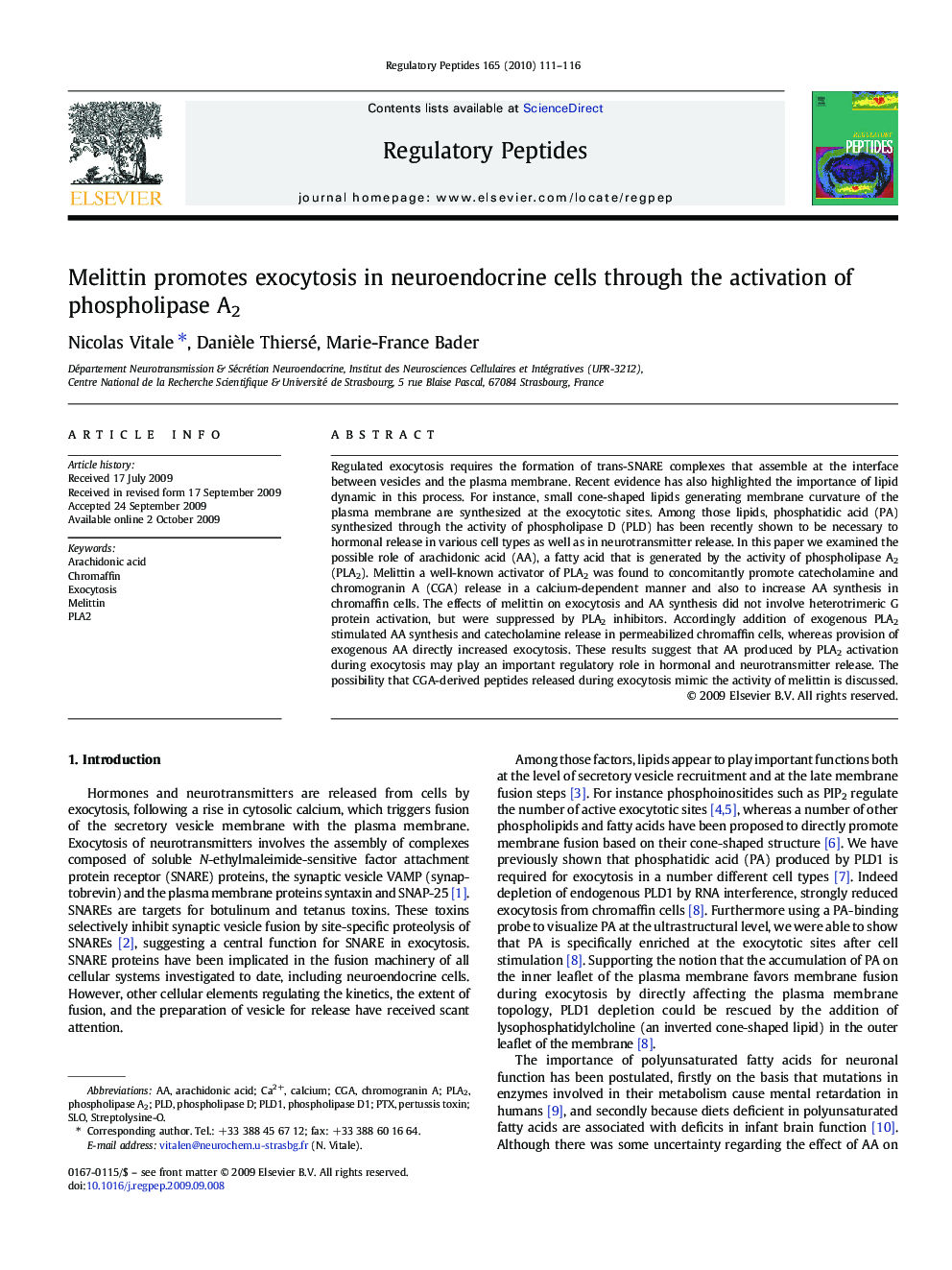 Melittin promotes exocytosis in neuroendocrine cells through the activation of phospholipase A2