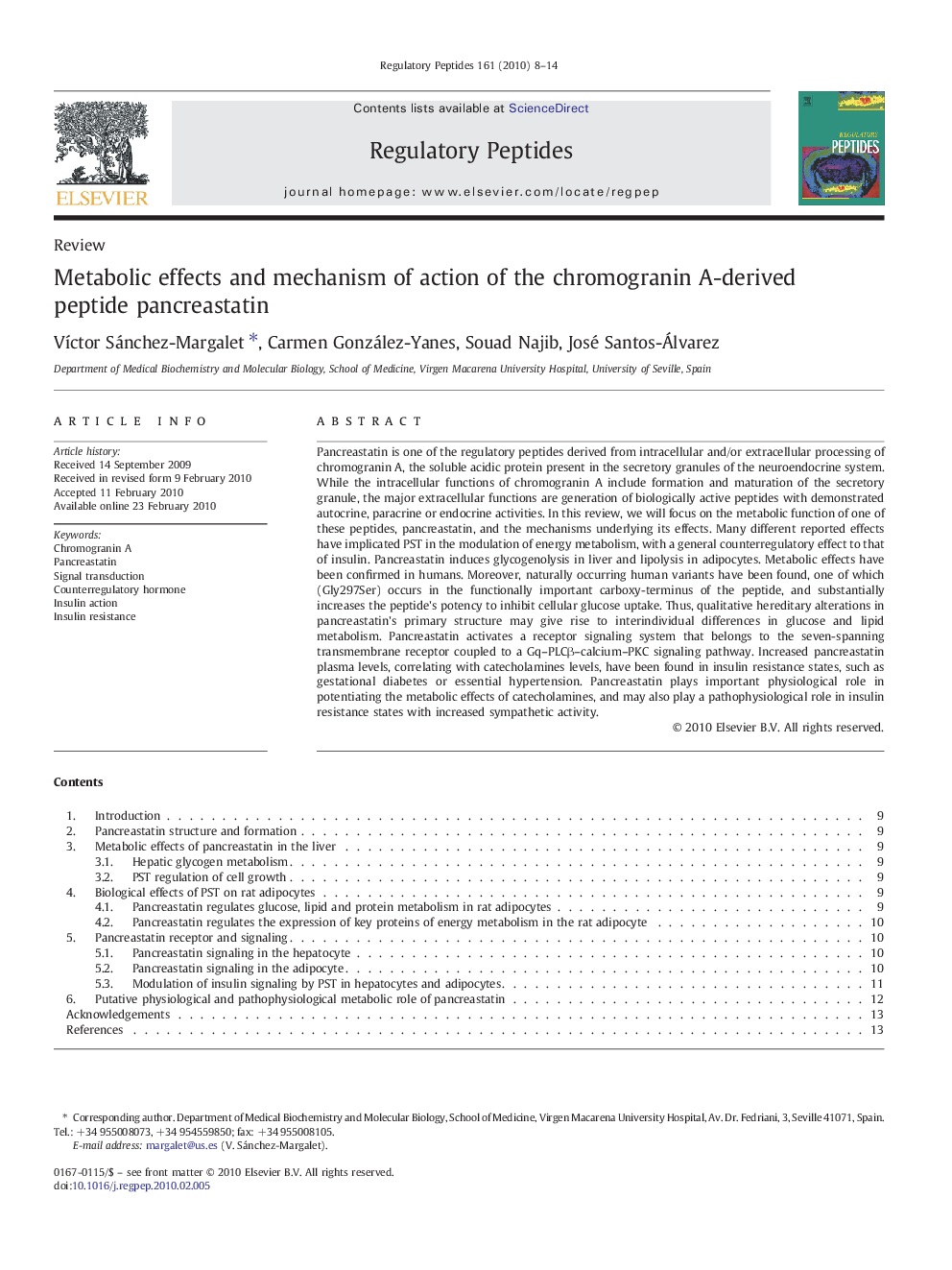 ReviewMetabolic effects and mechanism of action of the chromogranin A-derived peptide pancreastatin