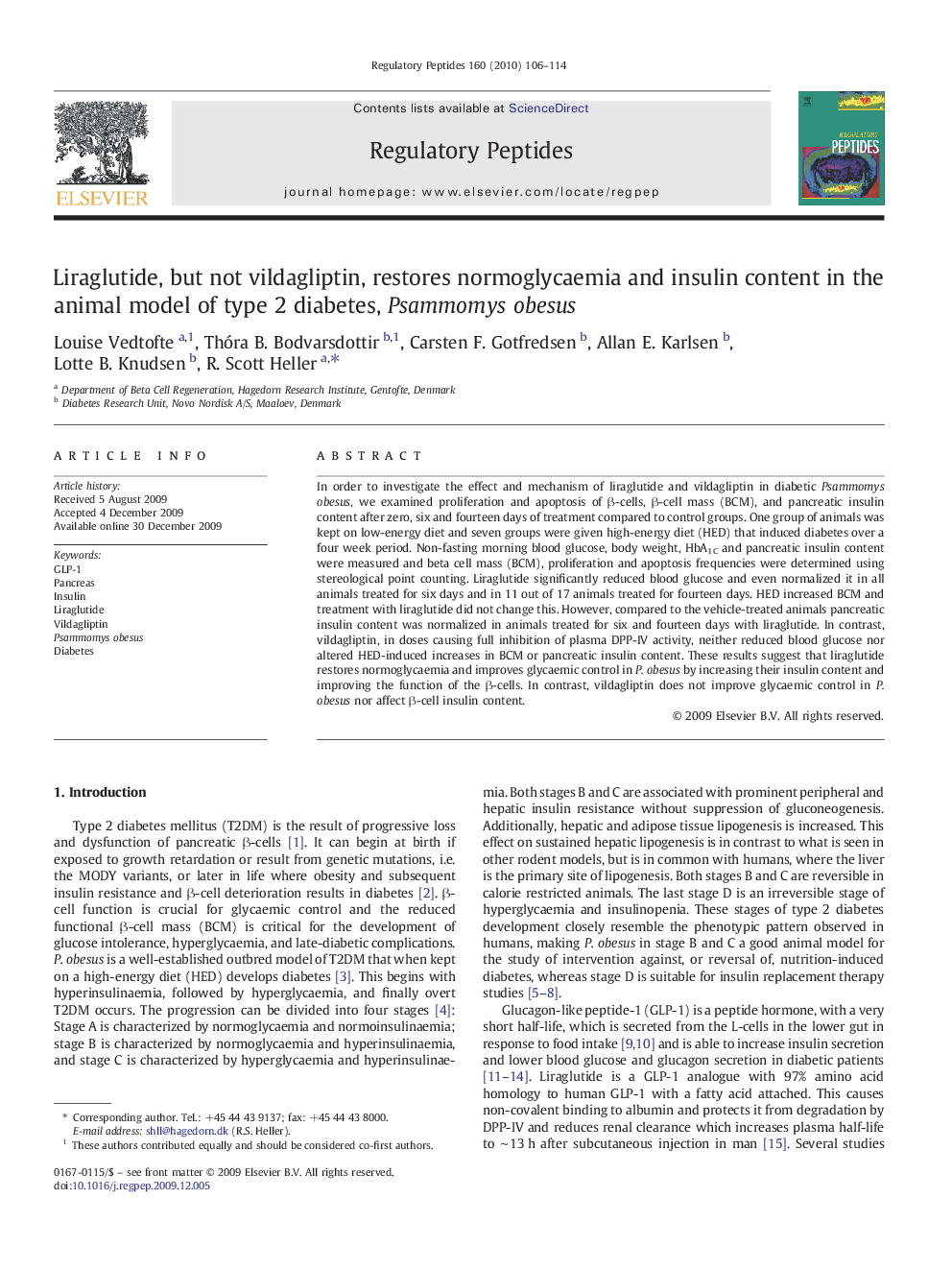 Liraglutide, but not vildagliptin, restores normoglycaemia and insulin content in the animal model of type 2 diabetes, Psammomys obesus