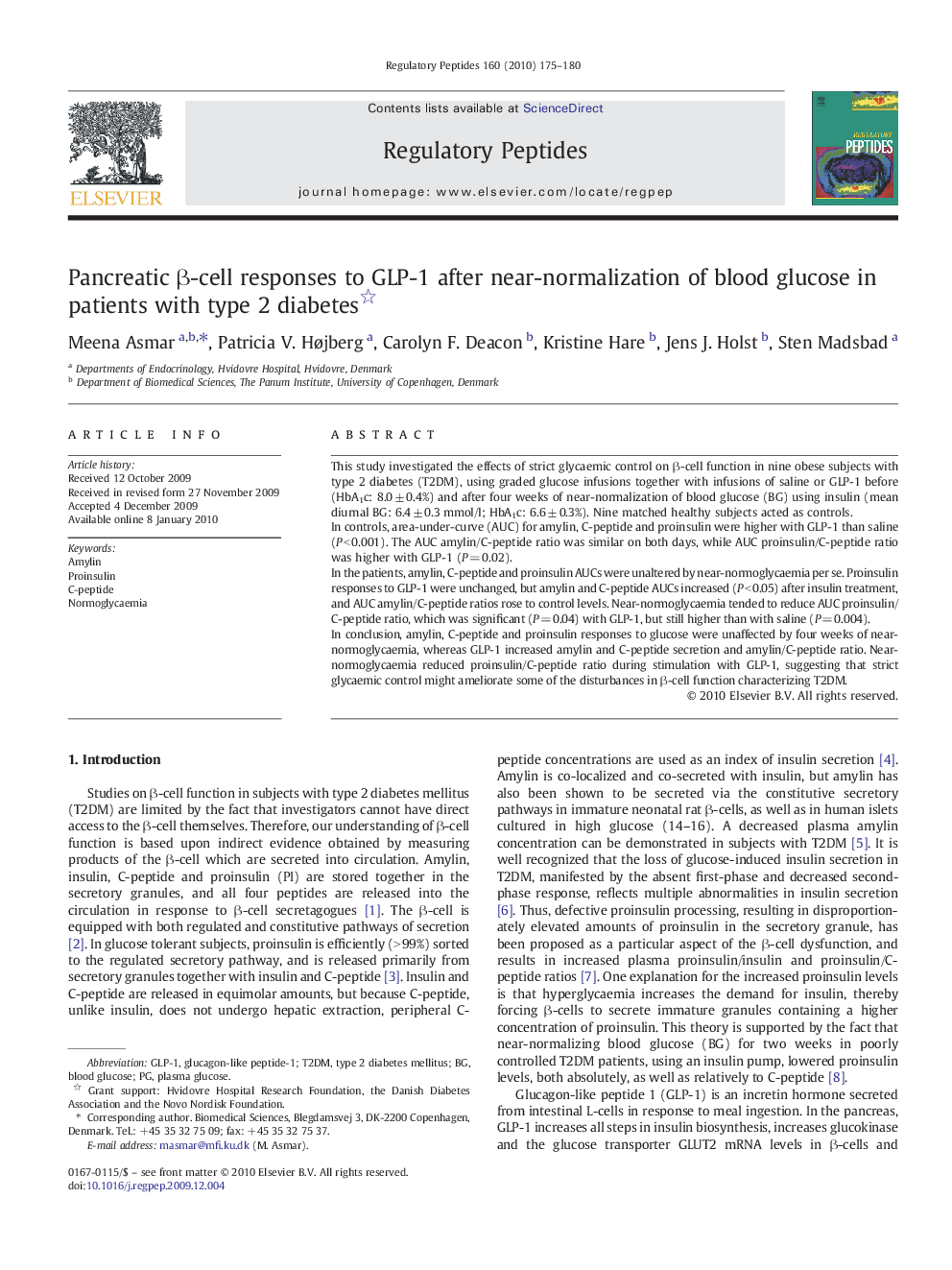 Pancreatic β-cell responses to GLP-1 after near-normalization of blood glucose in patients with type 2 diabetes 