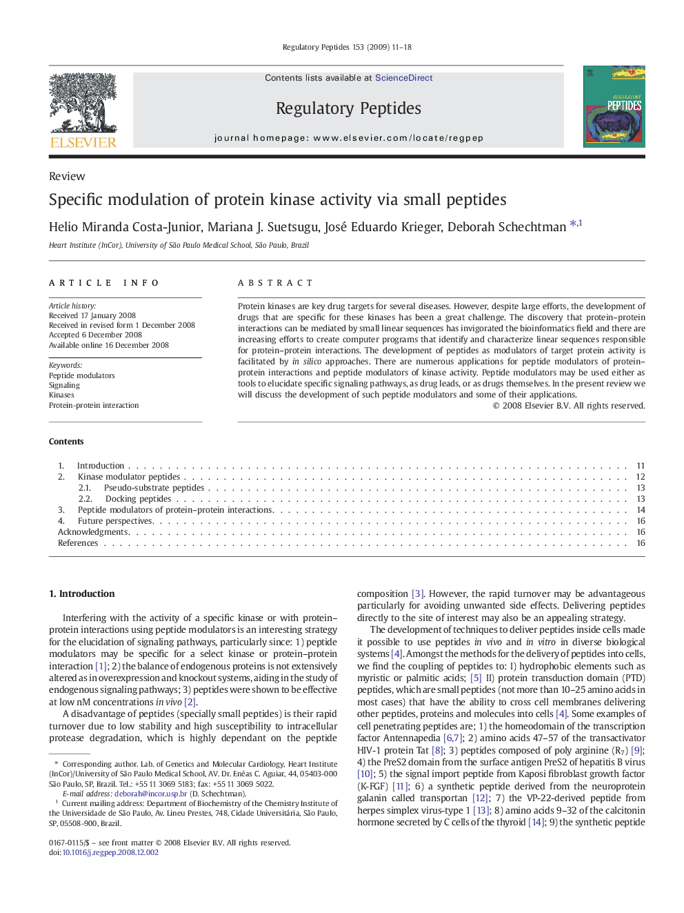 Specific modulation of protein kinase activity via small peptides