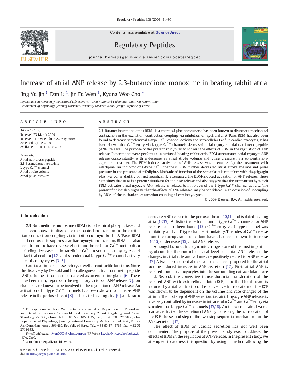 Increase of atrial ANP release by 2,3-butanedione monoxime in beating rabbit atria