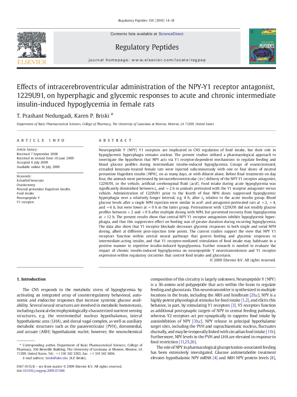 Effects of intracerebroventricular administration of the NPY-Y1 receptor antagonist, 1229U91, on hyperphagic and glycemic responses to acute and chronic intermediate insulin-induced hypoglycemia in female rats