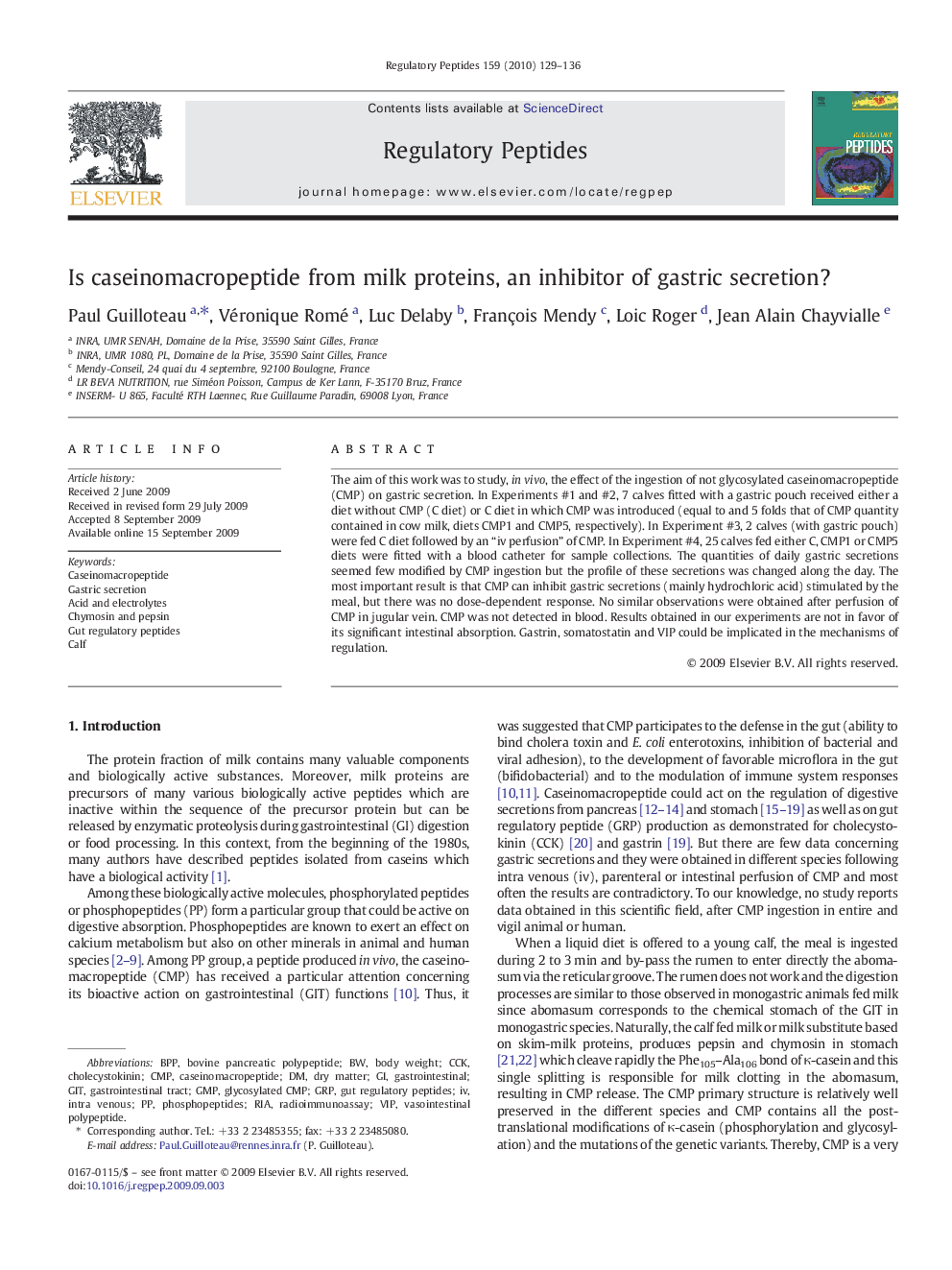 Is caseinomacropeptide from milk proteins, an inhibitor of gastric secretion?