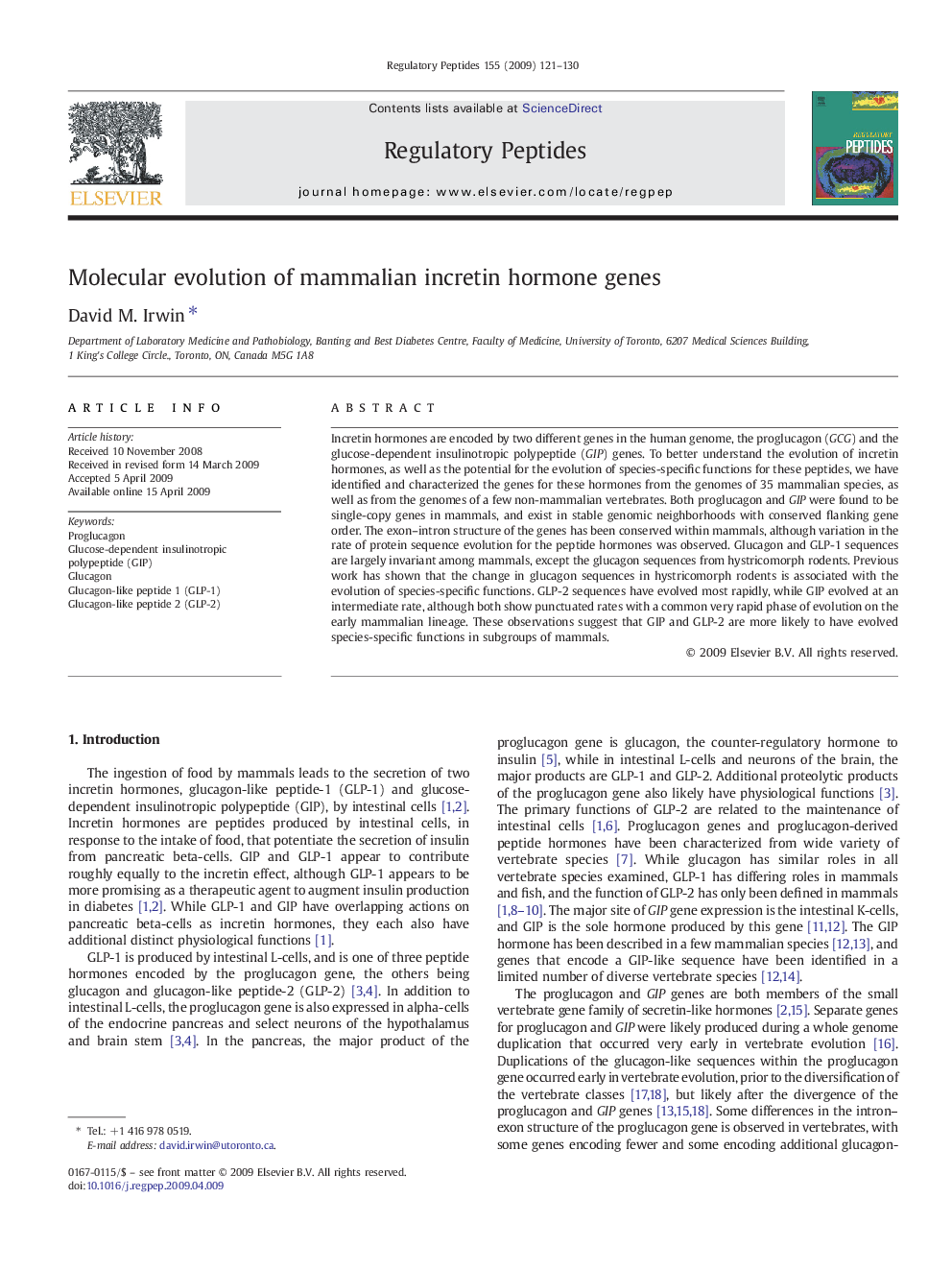 Molecular evolution of mammalian incretin hormone genes