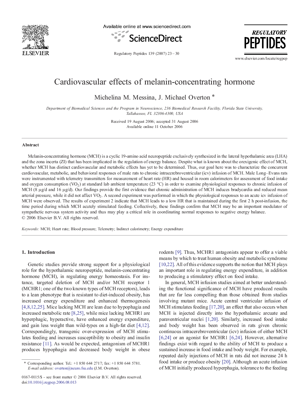 Cardiovascular effects of melanin-concentrating hormone