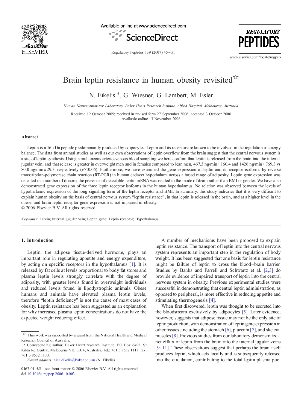 Brain leptin resistance in human obesity revisited 